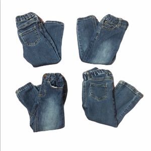 4 pairs of 3t jeans with stretchy band on inside